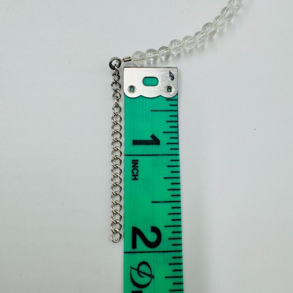 1990's Yellow Sunflower Pendant Necklace w/Clear Beads Shimmer Flaked Petals - Picture 9 of 13